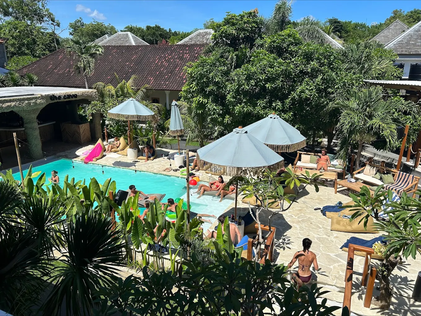 Colorful social bar at hostel